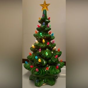 Vintage 1970s Ceramic Xmas Tree 11”